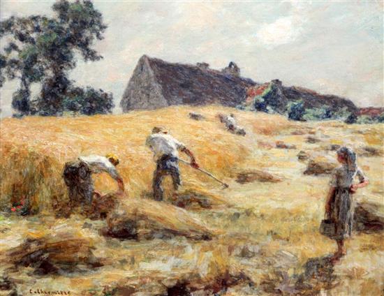 Leon Augustin Lhermitte (French 1844-1925), oil on canvas, Jeune Fille Apportant Le Déjeuner, Moisson